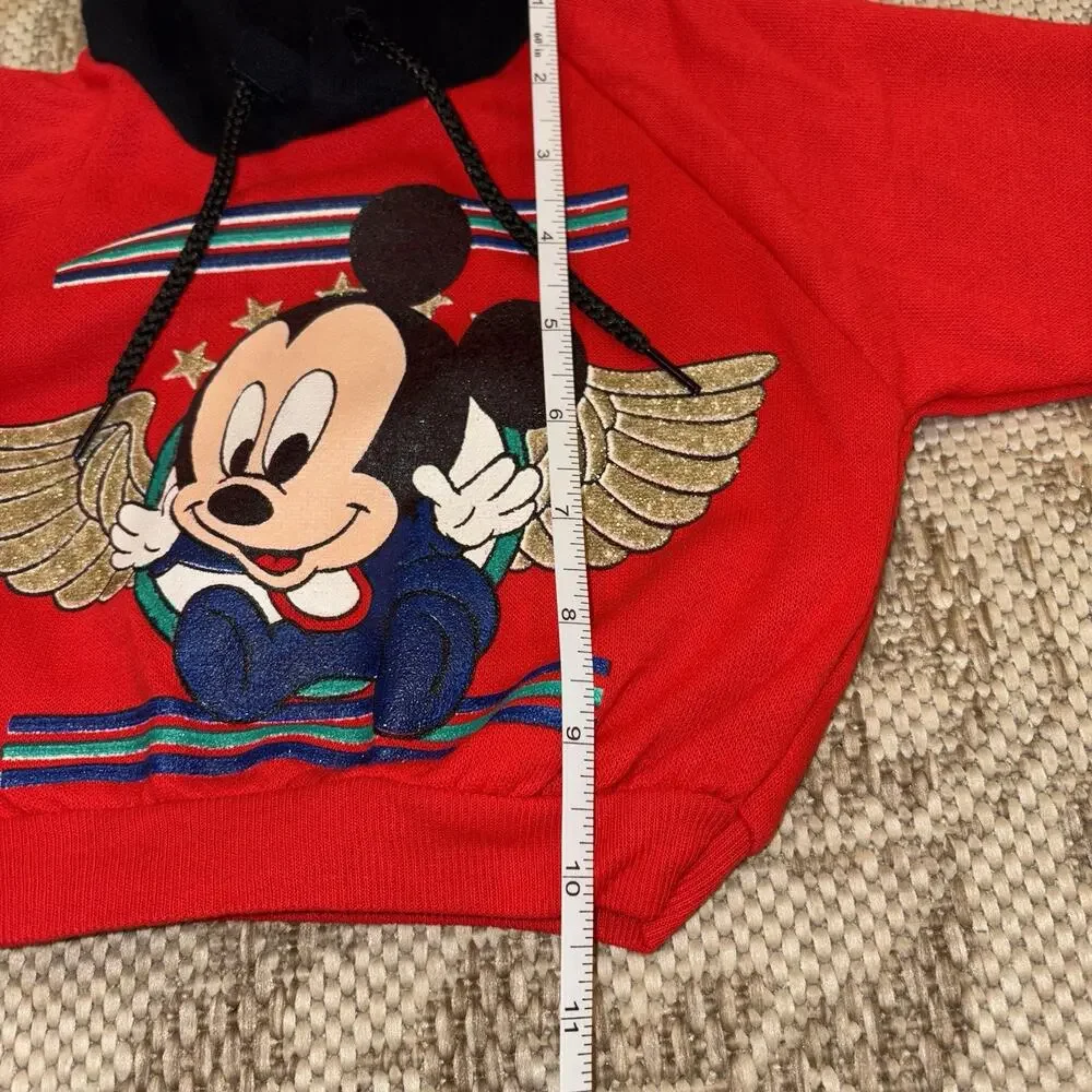 Vintage 80’s 90’s Disney Babies Mickey Red Hoodie Mickey Ears Size 6-12 Months - Picture 12 of 16